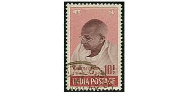 portrait of ghandi on stamp
