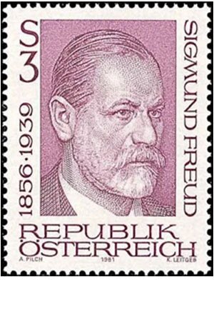 illustrated stamp portraist of Sigmund Freud